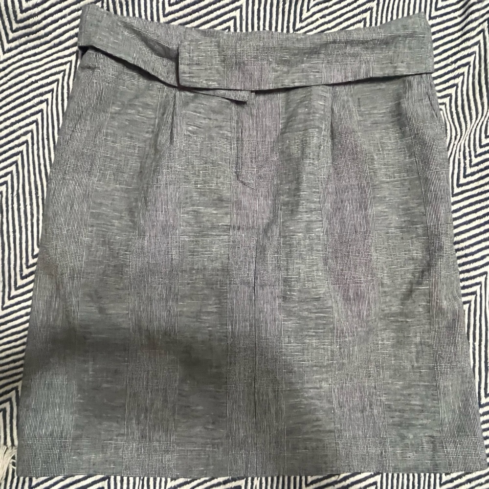 Cordelia Anthropologie black white plaid pencil skirt sz 10 waist detail